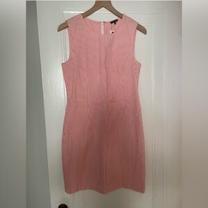 Theory Pink and White Striped Midi Dress